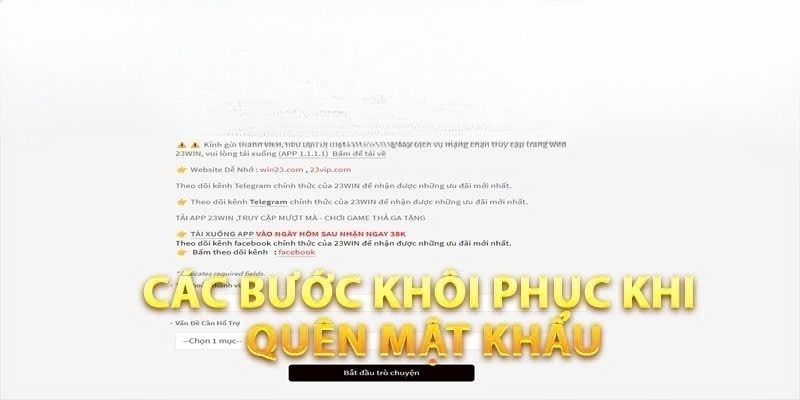 Hướng dẫn khôi phục khi quên mật khẩu 23WIN